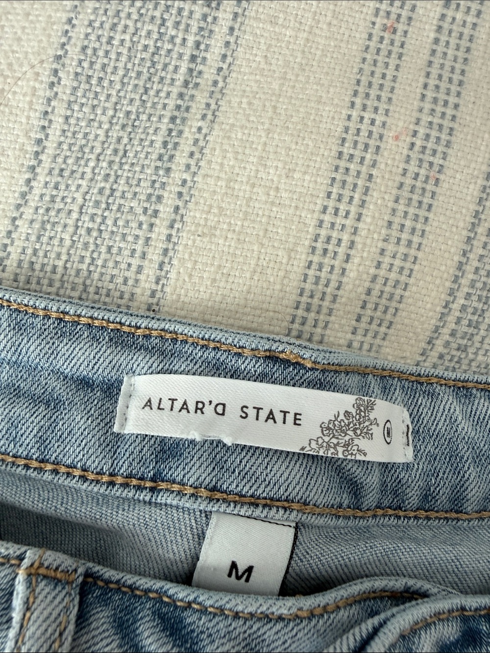 Altar'd State Light Blue Distressed Denim Shorts - Picture 2 of 3